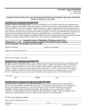 FMLA Certification of Health Care Provider