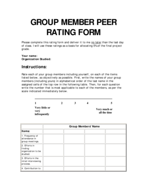 Group Member Peer Rating Form