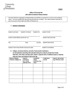 2013-2014 Enrollment History Review Form