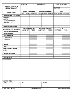 DD Form 1638 Contractor Inventory Report