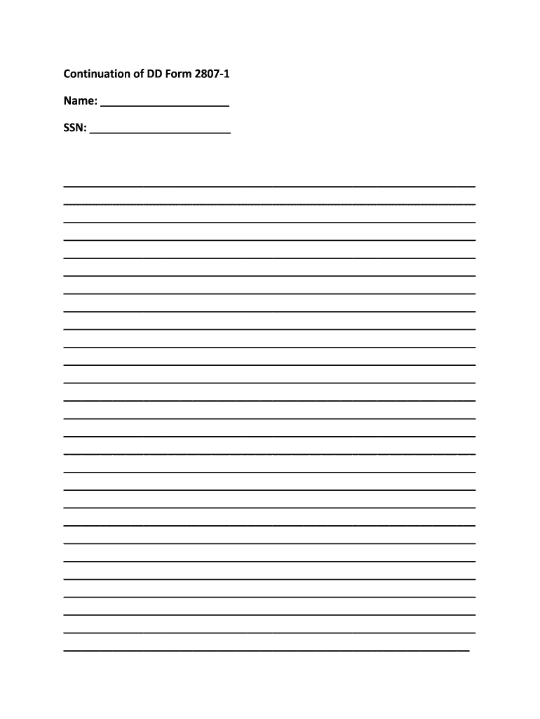 Dd Form 2807 1 Continuation Sheet Fill Out Sign Online DocHub