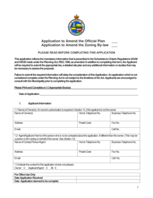 Ontario Official Plan Amendment Application