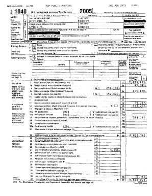 US Individual Income Tax Return Form 1040