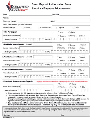 Direct Deposit Authorization Form