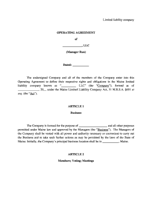 Maine LLC Operating Agreement