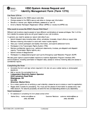 IESO System Access Request Form 1276