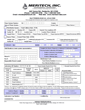 Bacteriological Analysis Form