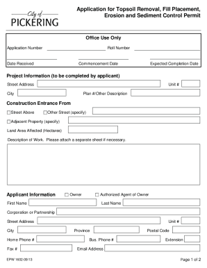 Topsoil Removal Permit Application