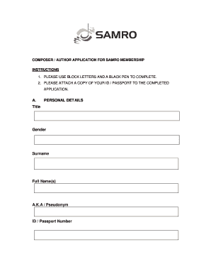 Registration form template - samro online registration