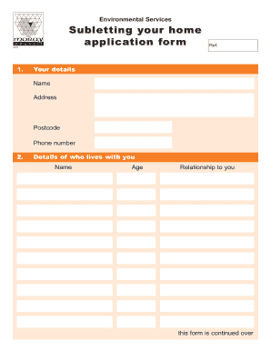 Scottish Secure Tenancy Subletting Application Form