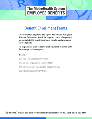MetroHealth Employee Benefits Enrollment Form