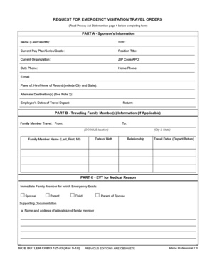 Request for Emergency Visitation Travel Orders
