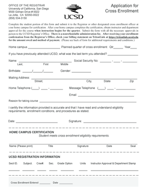 University of California Cross Enrollment Application