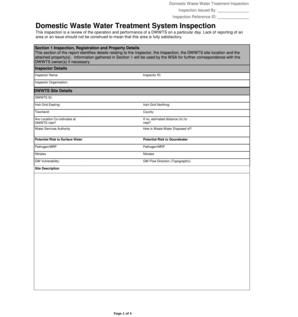 Domestic Waste Water Treatment Inspection Form