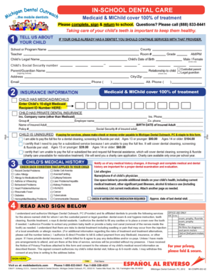 Michigan In-School Dental Care Form