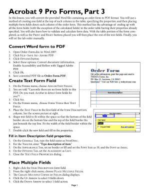 Order Form Template