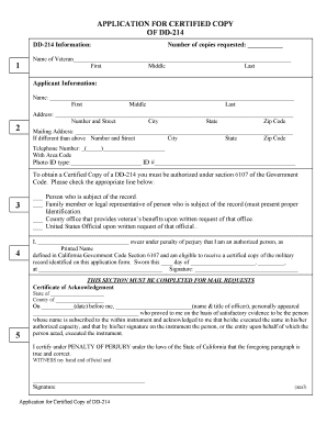 Dd214 - Application for certified copy of dd-214 - Kern County Assessor ... - recorder co kern ca