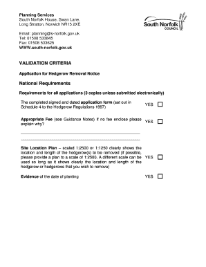 Validation checklist bApplicationb for Hedgerow Removal Notice PDF bb - south-norfolk gov