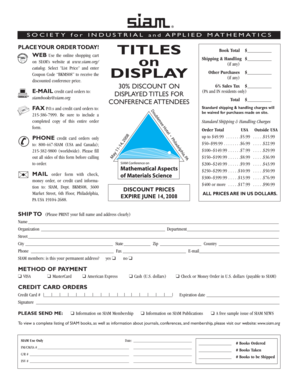 SIAM Book Order Form