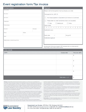 Queensland Law Society Event Registration Form