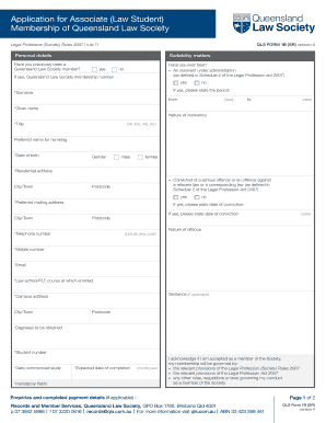 QLS Form 1B Application for Associate Membership