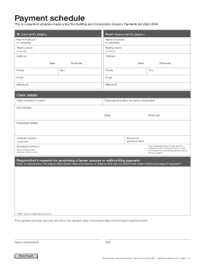 Queensland Payment Schedule Form