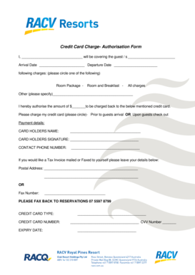 Credit Card Charge Authorization Form