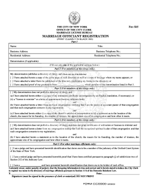 New York Marriage Officiant Registration