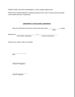 Retainer Amendment Form