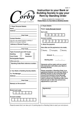 UK Rent Standing Order Mandate