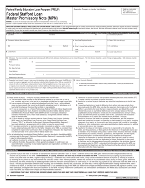 Federal Stafford Loan Master Promissory Note