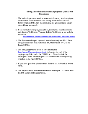 HIRE Act Employee Affidavit Form