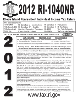 2012 Rhode Island Nonresident Income Tax Return