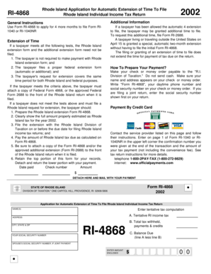 Rhode Island Tax Extension Form RI-4868