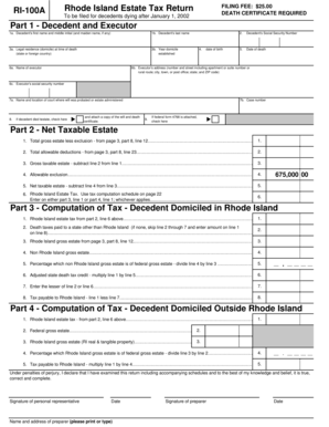 Rhode Island Estate Tax Return