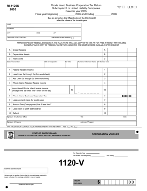 Rhode Island Business Corporation Tax Return RI-1120S