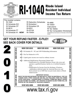 Rhode Island Resident Individual Income Tax Return