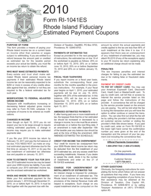 Rhode Island Fiduciary Estimated Payment Form