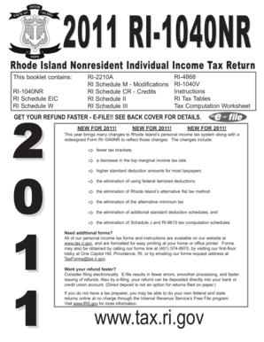 2011 Rhode Island Nonresident Income Tax Return