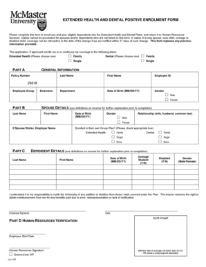 Extended Health and Dental Enrollment Form