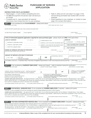 Purchase of Service Pension Plan Application