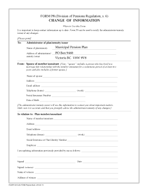 Form P8 Change of Information