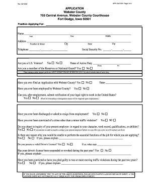 Webster County Employment Application