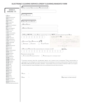 Electronic Clearing Service Mandate Form