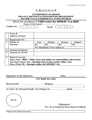 Sikkim Cess Remittance Form