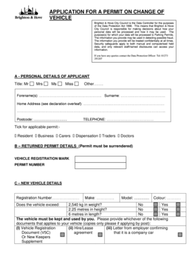 Vehicle Change of Permit Application