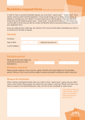 Brighton & Hove Backdate Request Form