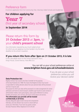 UK Secondary School Preference Form