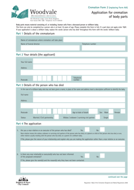 Cremation Form 2 Application
