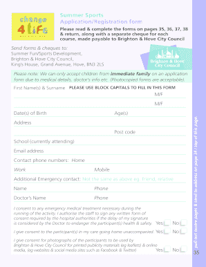 Summer Sports Registration Form